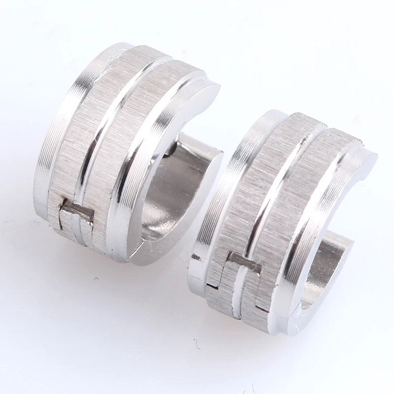 

Сережки-гвоздики из нержавеющей стали 316L серебряного цвета 7 мм с двойной полосой для женщин и мужчин, оптовая продажа