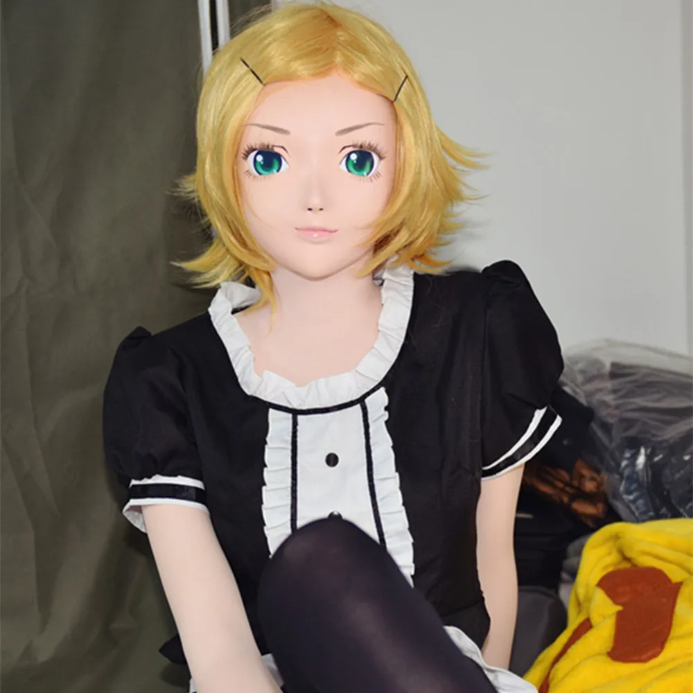 (C2-010) Anime Cartoon Kigurumi Transsexuals Beauty Makeup Cosplay Silicone Half Head Masks Female Realistic Mask Cross Dresser |