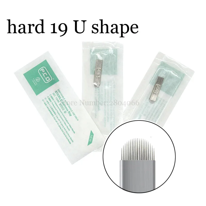 

Hot Sale Cheap 100 Pcs Pcd 19 Pin U Shape Needles Microblading Blades Permanent Makeup for Tattoo Machine Supplies