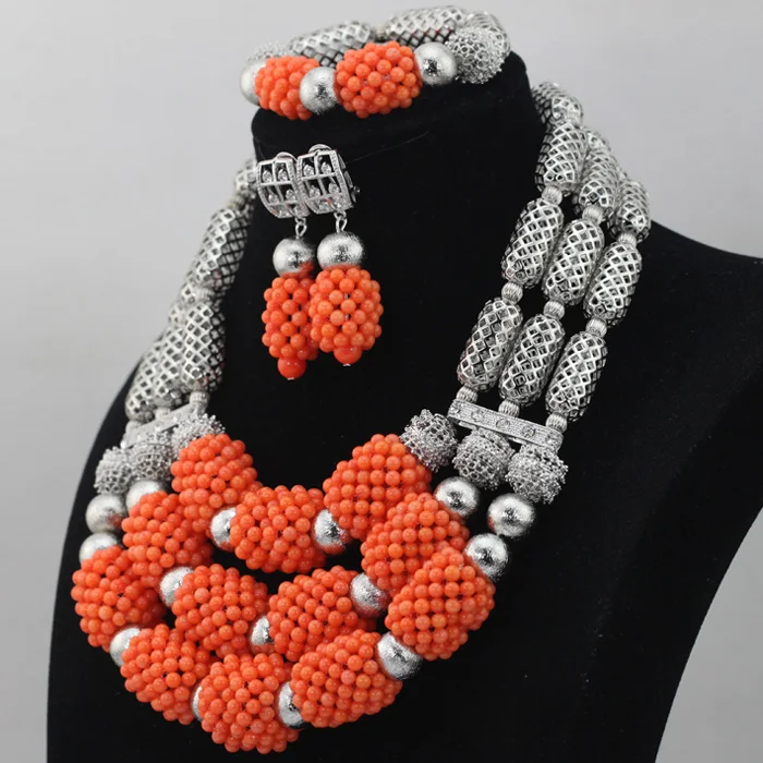 Модный Эксклюзивный Оранжевый Африканский коралловый бисер для женщин костюм