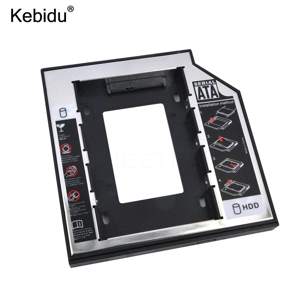 Kebidu Универсальный Алюминий Пластик для DVD/CD ROM 2nd HDD Caddy 12 7 мм SATA 3 0 5 2 &quotSSD чехол