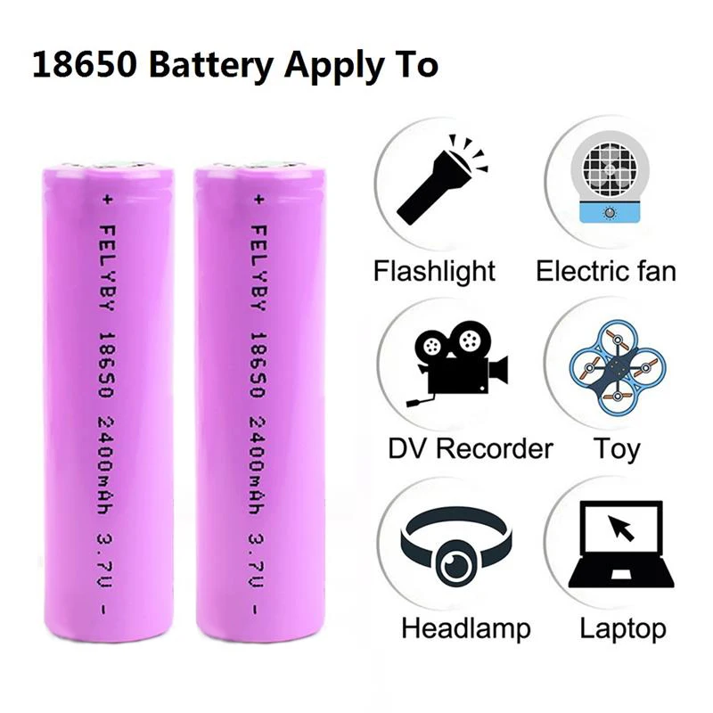 FELYBY HOT Original Brand 8pcs 18650 li-ion rechargeable battery 3.7V 100% 2400mAh Rechargeable Battery | Электроника