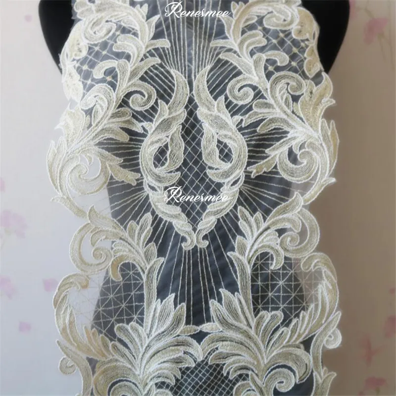 1 шт. длинная шамбинная золотая вышивка Цветочная кружевная нашивка аппликация