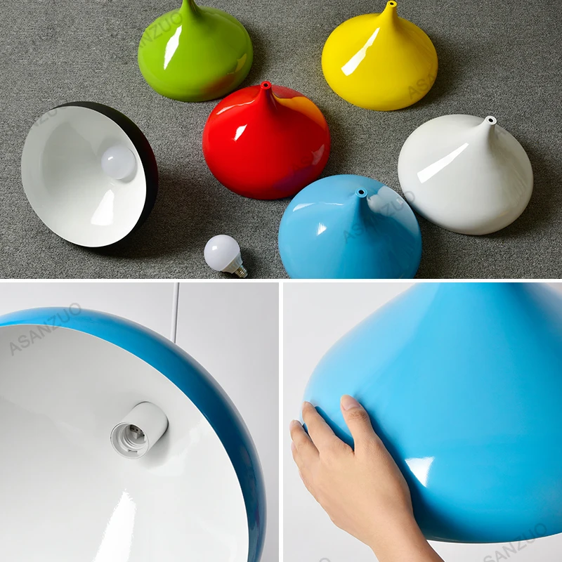 

Modern Colorful Aluminum pendant lights Industrial hanging lighting Bar Loft Pendant Lamp dining room DIY Lamp shades E27