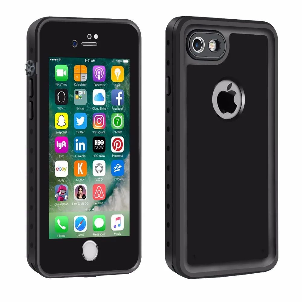 Black Для iPhone 7 8 непромокаемый чехол Шок Грязь Снег доказательство защиты с Touch ID Чехол для iPhone 7 плюс ясно Redpepper - Цвет: Black