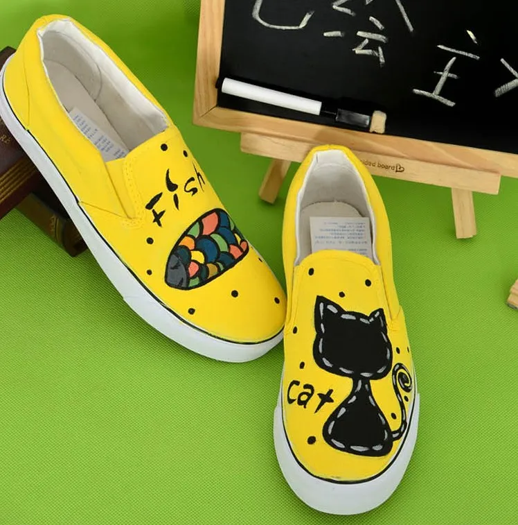 Новый стиль модная обувь унисекс с ручной росписью Женская парусиновая