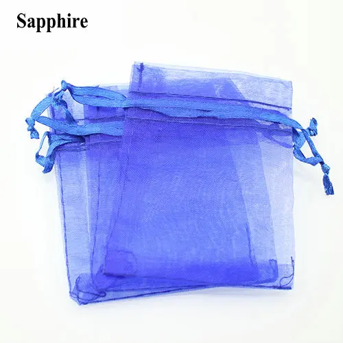 blue 100 шт./лот 5x7 7x9 9x12 см Упаковка из органзы для украшений сумки Свадебные украшения Рождественский подарок сумка-мешок 23 Цвета - Цвет: blue