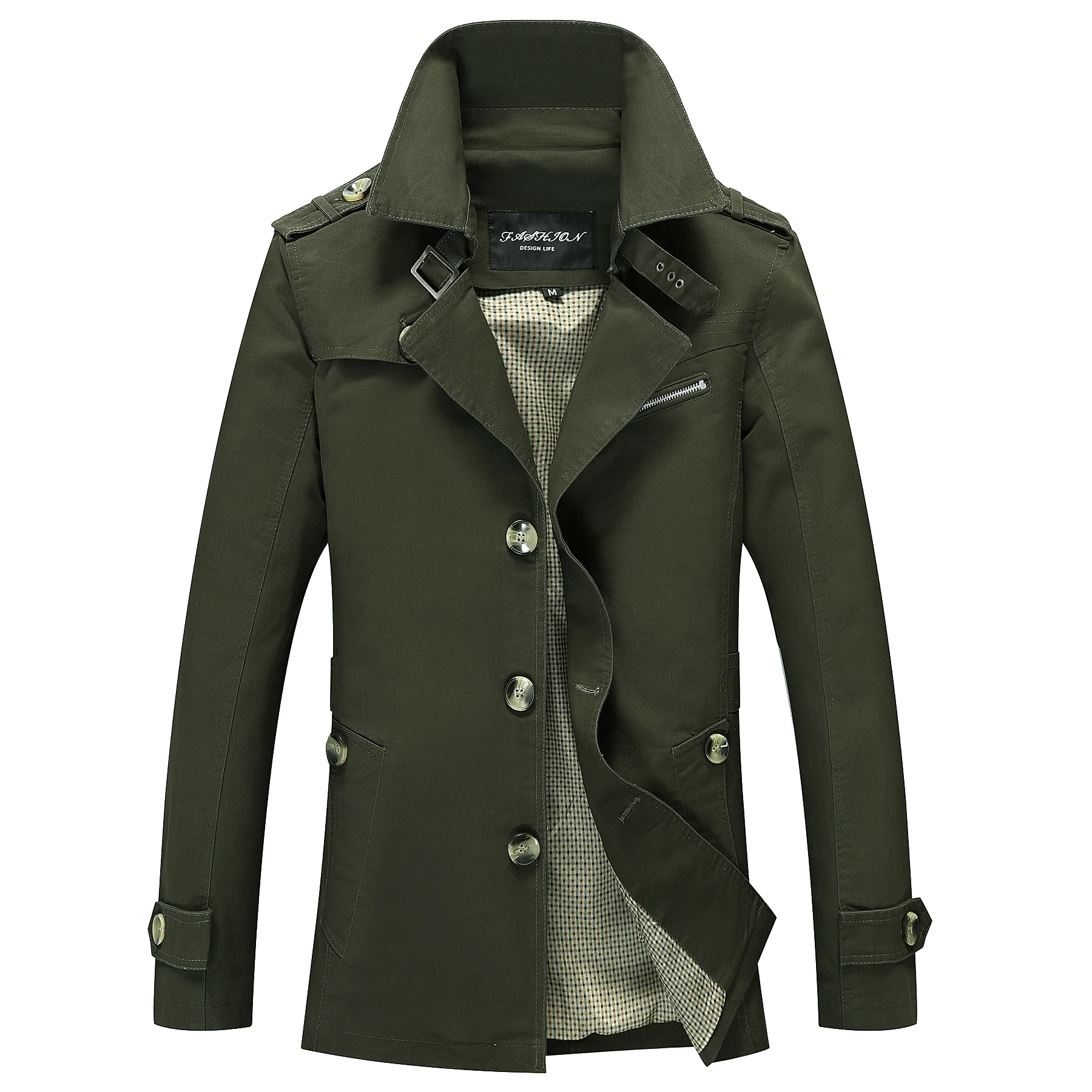army green Новое поступление, мужская куртка, приталенная, высокое качество, Мужская Осенняя и весенняя одежда, мужские куртки, теплое хлопковое пальто, куртка, Мужская одежда 06 - Цвет: army green