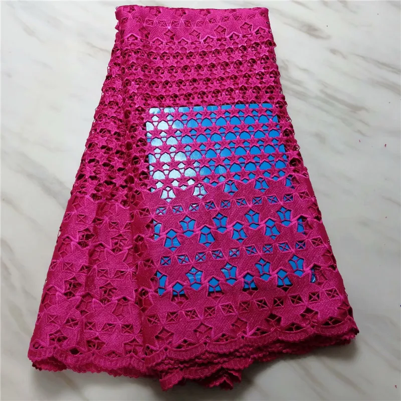 Оранжевое кружевное гипюровое полотно 2019 с узором в виде звезд нигерийская