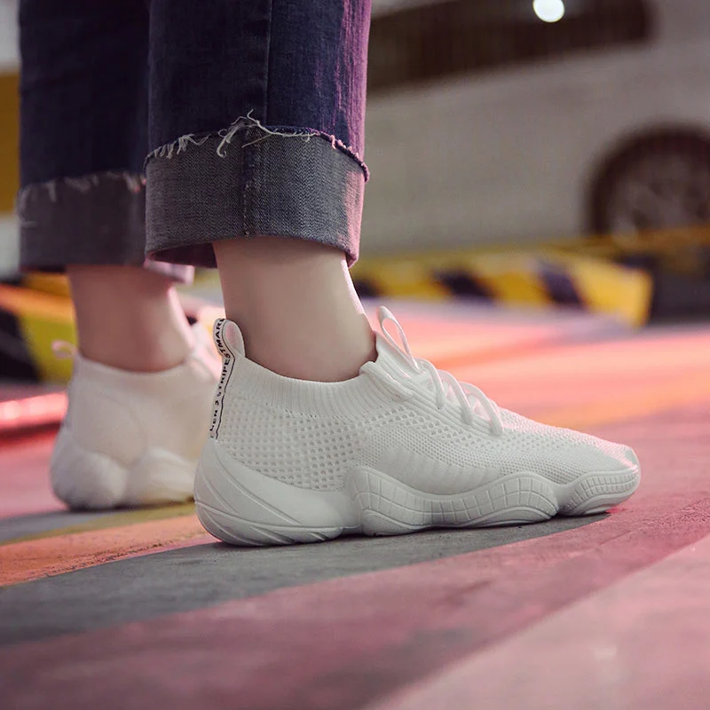 Женская Повседневная обувь 2019 весна лето Модные Белые сникерсы женская на плоской платформе шнуровка