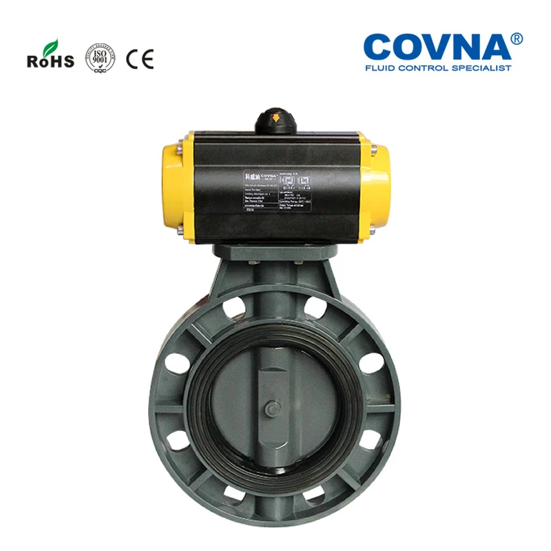 PVC 3 дюймовый пневматический клапан бабочка весна возвращается EPDM сиденья
