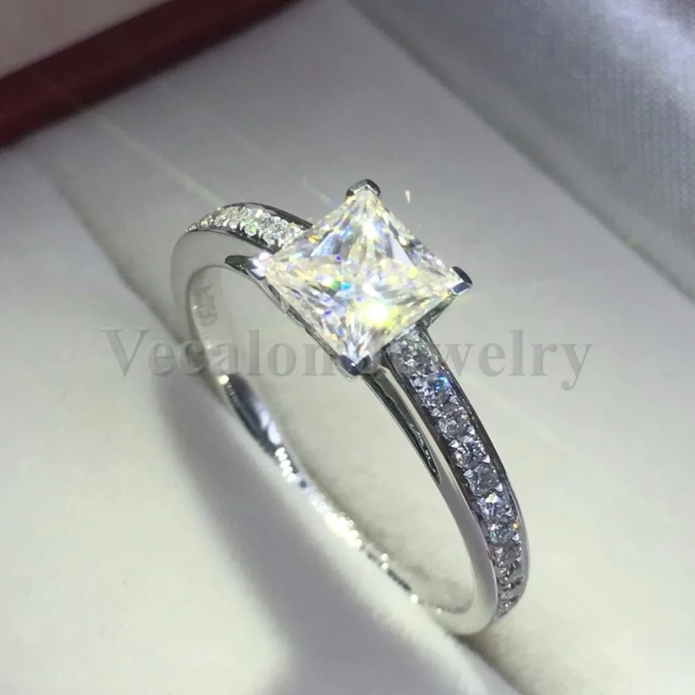 Женское кольцо из серебра 925 пробы с фианитом 2 карата|wedding band ring|band ringwomen fashion rings |