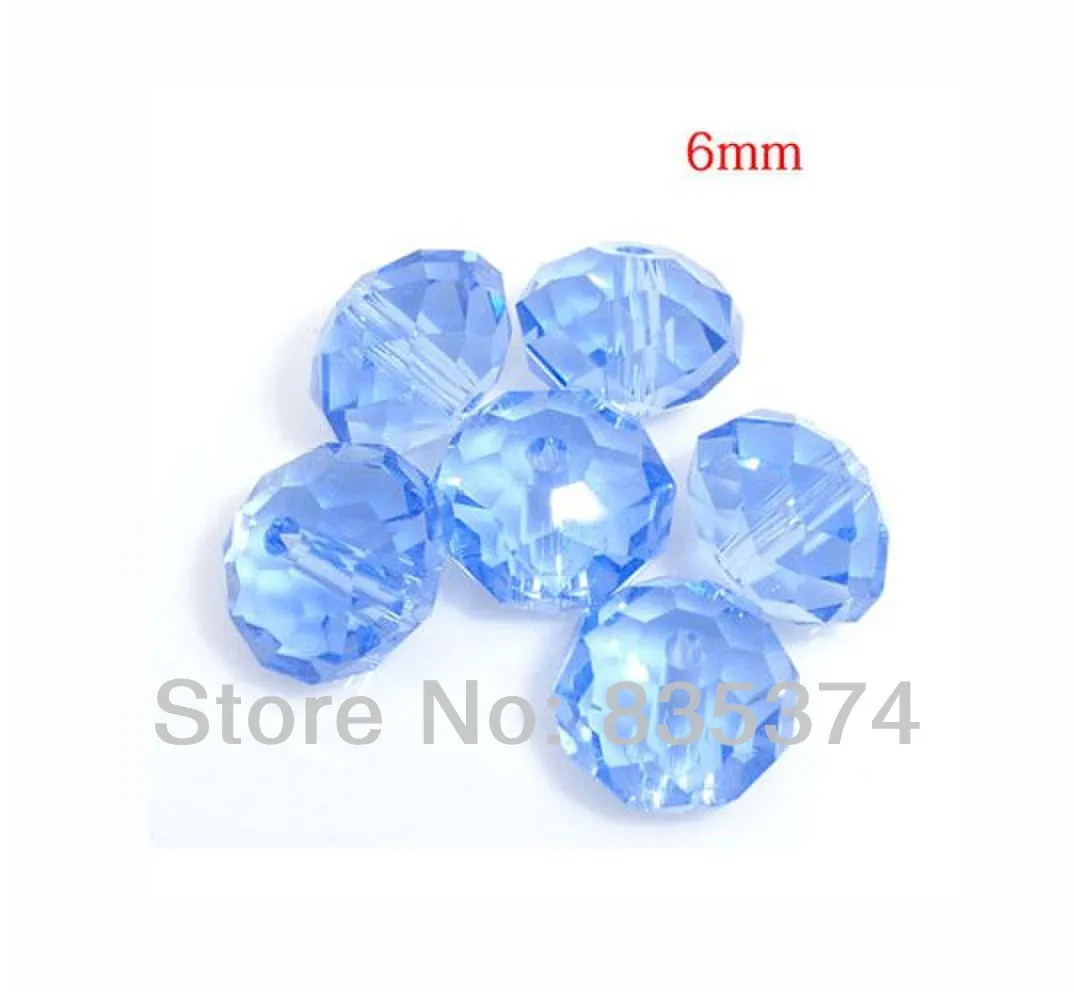 

500 pcs Blue color Cut & Faceted Glass Beads.Spacer Beads 6mm