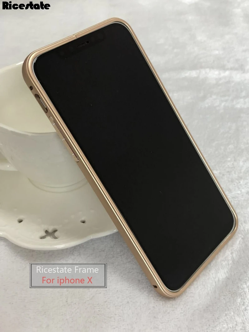 Золотой Ricestate бренд новые металлические Ультра тонкая рамка бампера для iphone X протектор роскошный алюминиевый бампер чехол для iphone X - Цвет: Золотой