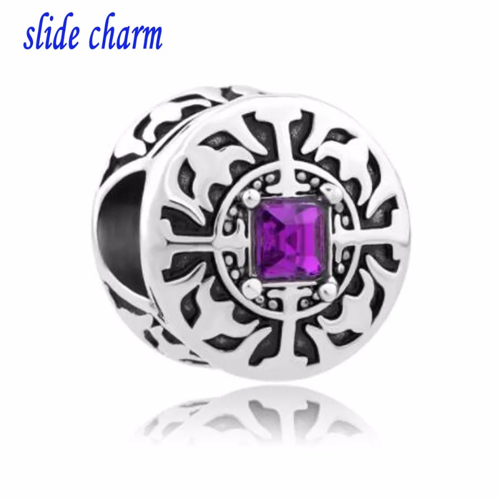 

Бесплатная доставка, круглые фиолетовые камни на день рождения для очаровательного браслета, подходит для браслета Pandora