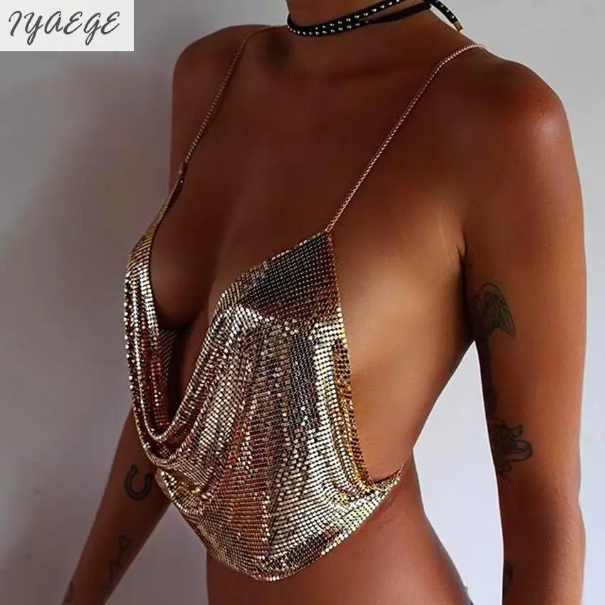 Женский короткий топ с блестками Блестящая футболка открытой спиной|top croped|top