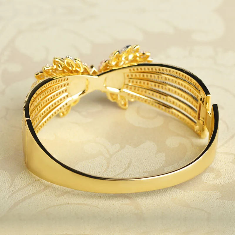MECHOSEN Fashion Delicate Bowknot Design Bangle Ring Sets Micro Paved Cubic Zirconia Brass 3 Tones Exquisite Bridal Jewelry | Украшения и