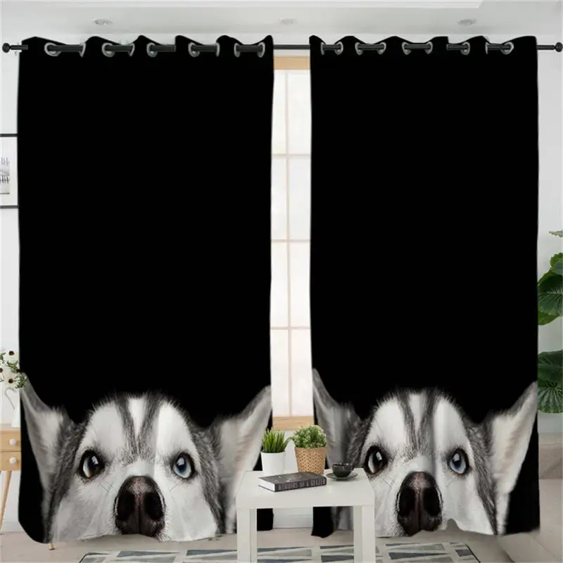 Постельные принадлежности, Outlet Husky, Детская Штора для спальни, 3D принт, затемненные оконные занавески, s, собака, черные, животные, занавески, 132x213 см, 1 шт., для детей - Цвет: 001 1 Piece