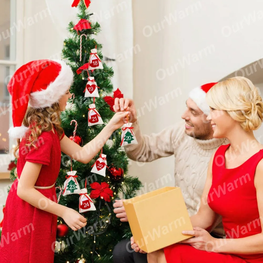 OurWarm Новогоднее украшение Дата 1 31 Advent календарь 11x16 см подарочный пакет из фетра