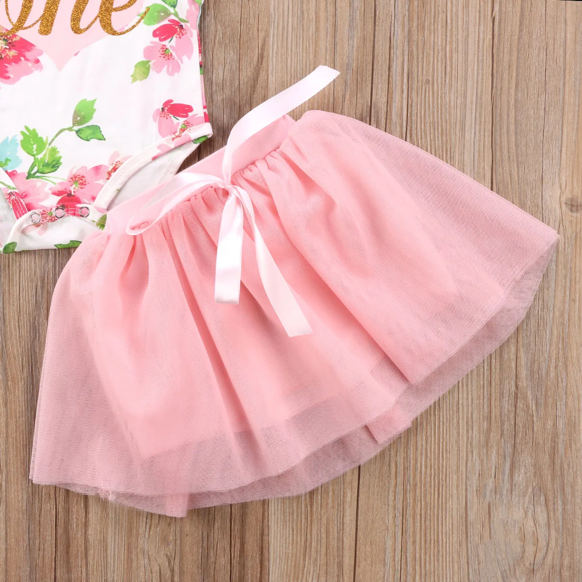 

Christmas Newborn Baby Girls Floral Sleeveless Bodysuit+Tutu Tulle Skirt 2 Pcs Clothing Set Outfits Sets 0-24M
