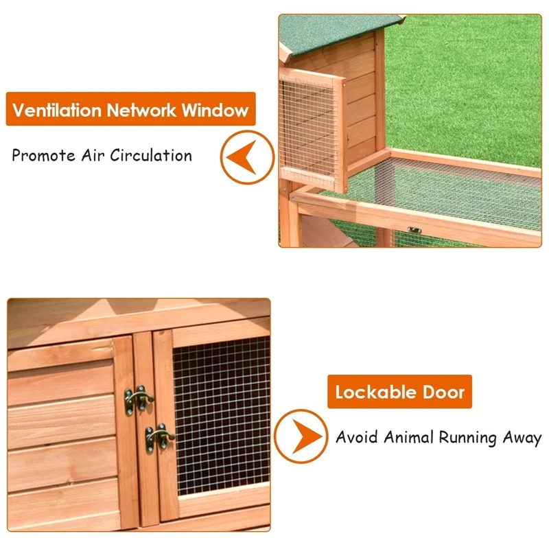 Высококачественный домик для кроликов и кур из соснового дерева с водонепроницаемой краской, замком и несколькими дверцами PS6869.