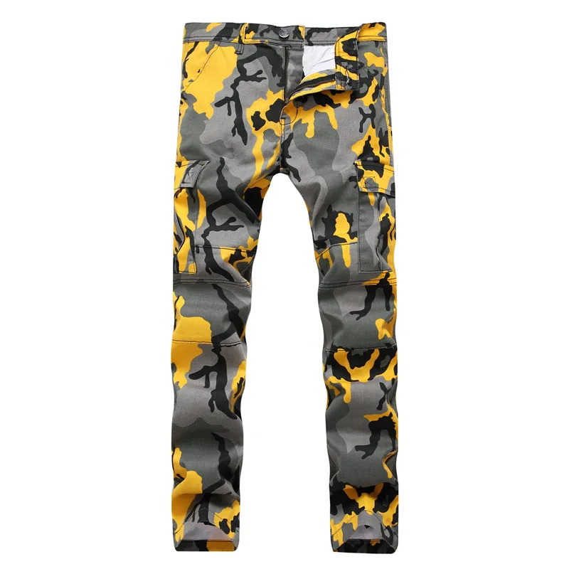Men Camo Cargo Pants Straight Military Camouflage Elastic OVERALLS Joggers trousers Hip Hop Punk C11 |