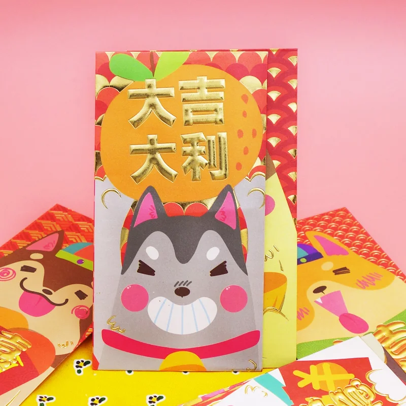 2018 китайская собака новогодний длинный размер красный пакет мультяшная конверт