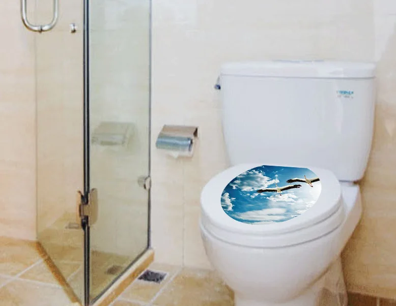 Голубое Небо Птица Туалет Наклейки Творческий Винил Водонепроницаемый ТУАЛЕТ