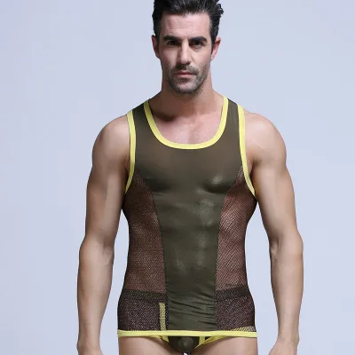 Сексуальное мужское нижнее белье сетчатый мужской топ на бретелях сексуальный