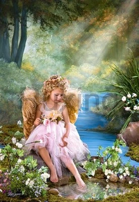 Тёмно-синий 5D DIY Алмазная картина ангел детский Пейзаж Вышивка крестиком Алмазная вышивка Стразы Вышивка крестиком рукоделие декоративный подарок - Цвет: Тёмно-синий