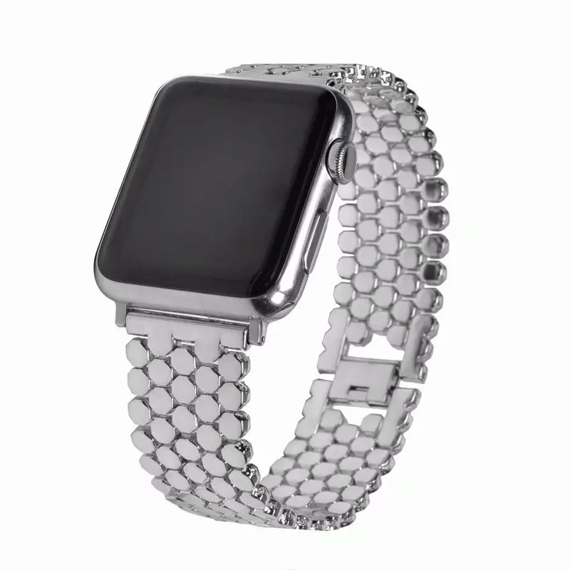 silver Стальной ремешок в виде рыбьей чешуи для apple watch Series 5 3 2 1 ремешок iwatch из нержавеющей стали 42 мм 44 мм адаптеры черный и серебристый - Цвет ремешка: silver