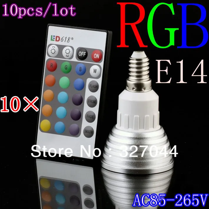 3 Вт E27 RGB светодиодный светильник 16 цветов прожектор AC85 265v для украшения дома