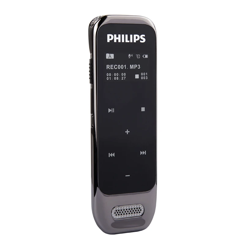 Черный Диктофон PHILIPS для записи звука с usb-кабелем+ беспроводной микрофон+ наушники+ чехол+ кронштейн+ Guider VTR6600 - Цвет: Черный