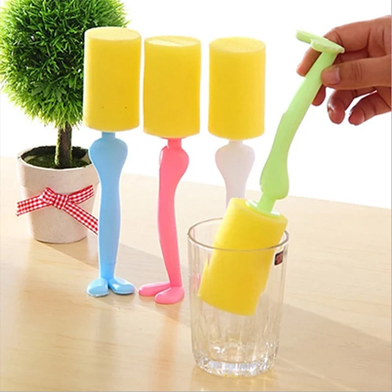 1PCS Sponge Baby Milk Bottle Brush Nipple Cleaning Cup Scrubber Washing Brushes Kitchen Cleaner Tool Accessory Random Color|Чистящие