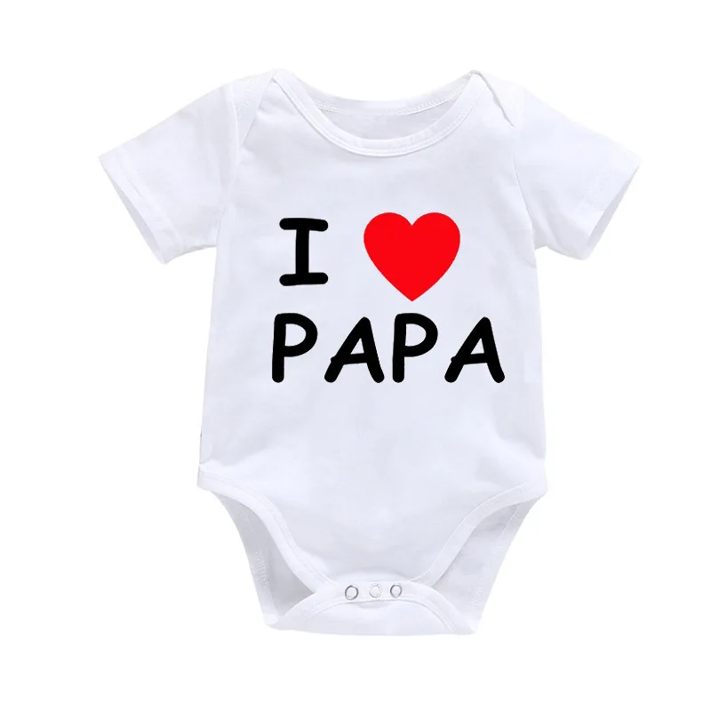 PAPA Одежда для новорожденных дышащий хлопковый Детский комбинезон с короткими рукавами детская одежда для близнецов I Love PAPA MAMA Onesie - Цвет: PAPA