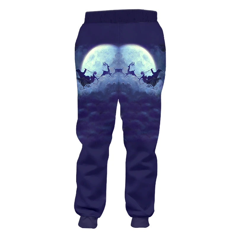 

OGKB New Men's Christmas Costuming 3D Printed Pants Santa Claus And Flying Elk Carriage Trend Man Casual Sweatpants