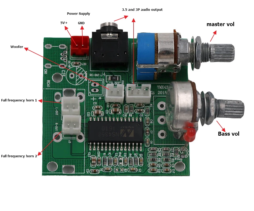10pcs/lot 5V 2.1 Channel Power Amplifier Audio Board Stereo Class D Digital DIY MP3 sound module MP006 DC 2A 20W MP006|sound module|module dcaudio