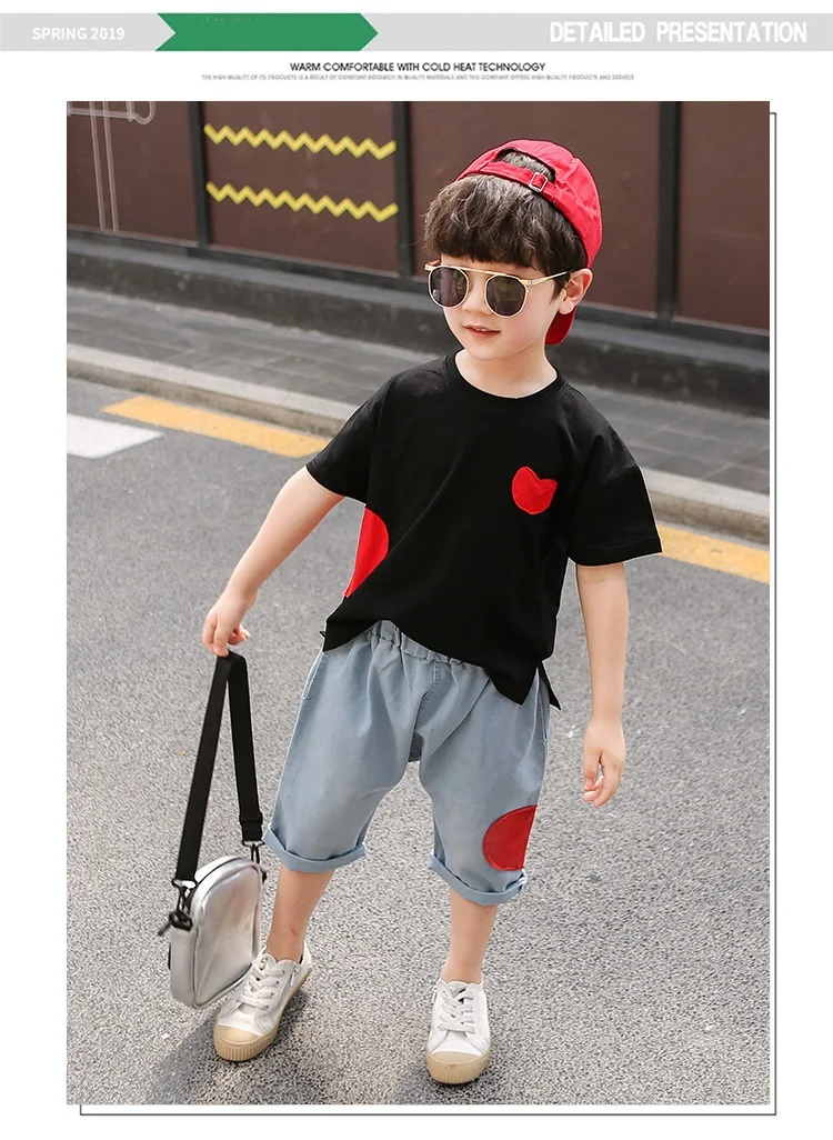 2019 летние комплекты из двух предметов для мальчиков Модный хлопковый костюм