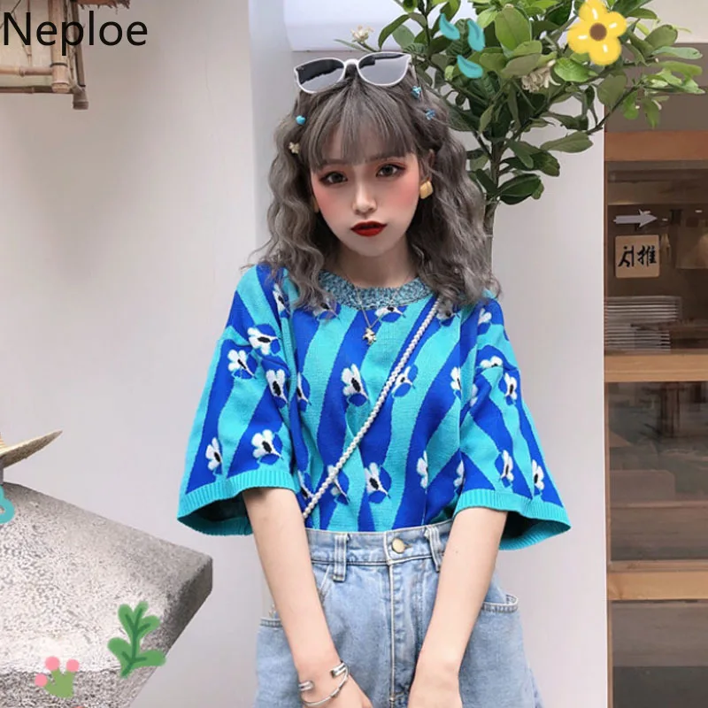 Женские трикотажные футболки Neploe Ice летние с круглым вырезом и коротким рукавом