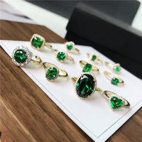 vintage rings for women s925 sterling silver emerald green gemstone adjustable ring gold bridal wedding fine jewelry accessories
