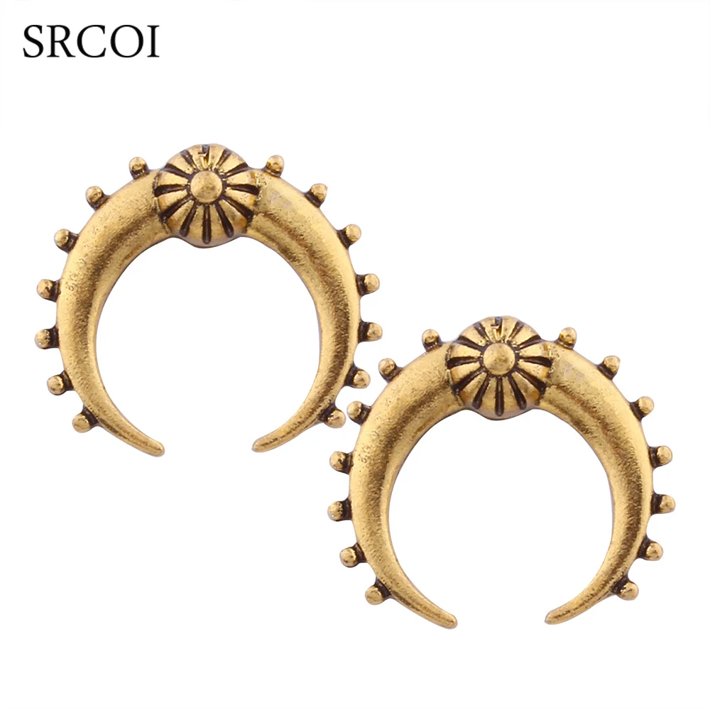 Srcoi Ретро полумесяц серьги в форме Луны из металлического сплава цвете Антик