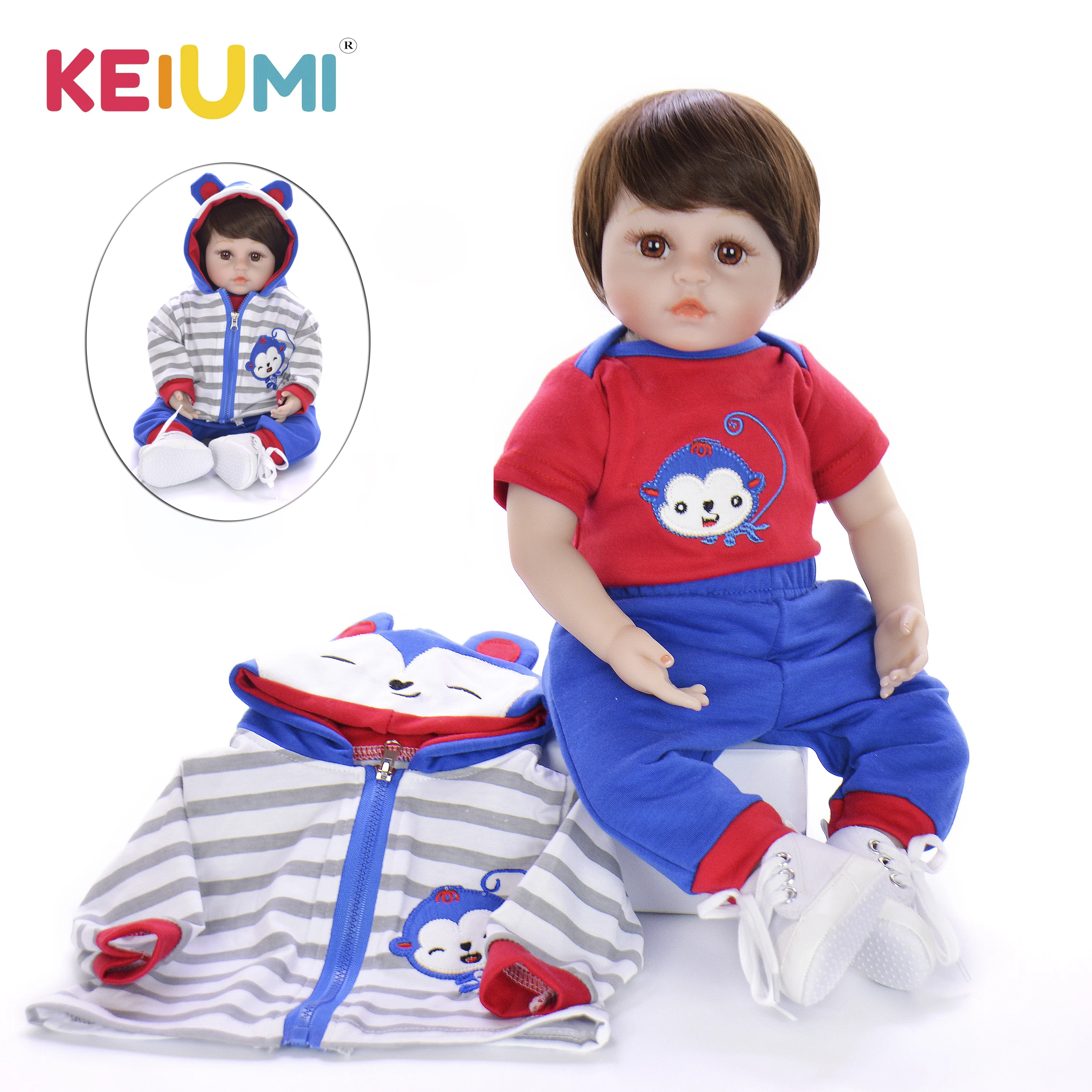 

KEIUMI Adorable Reborn Baby Silicone 48 cm Realistic Stuffed Doll Reborn Boneca Touch Soft Little Man For Boy Kids Playmate Gift
