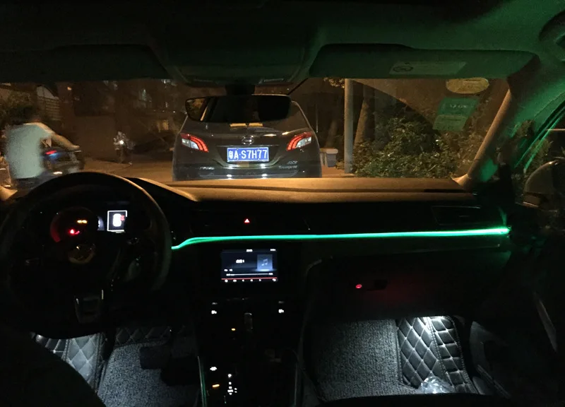 Звуковой активный RGB светодиодный салона автомобиля светильник multi эль неоновые полосы светильник bluetooth-телефон Управление атмосферу светильник 12V