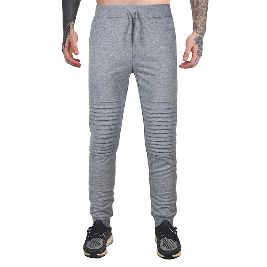 New Autumn Casual Sportswear Pants Fashion Elastic Male Trousers gray Jogger Solid Pleated Design Outdoors Jogger|designer jogger|fashion joggersgray