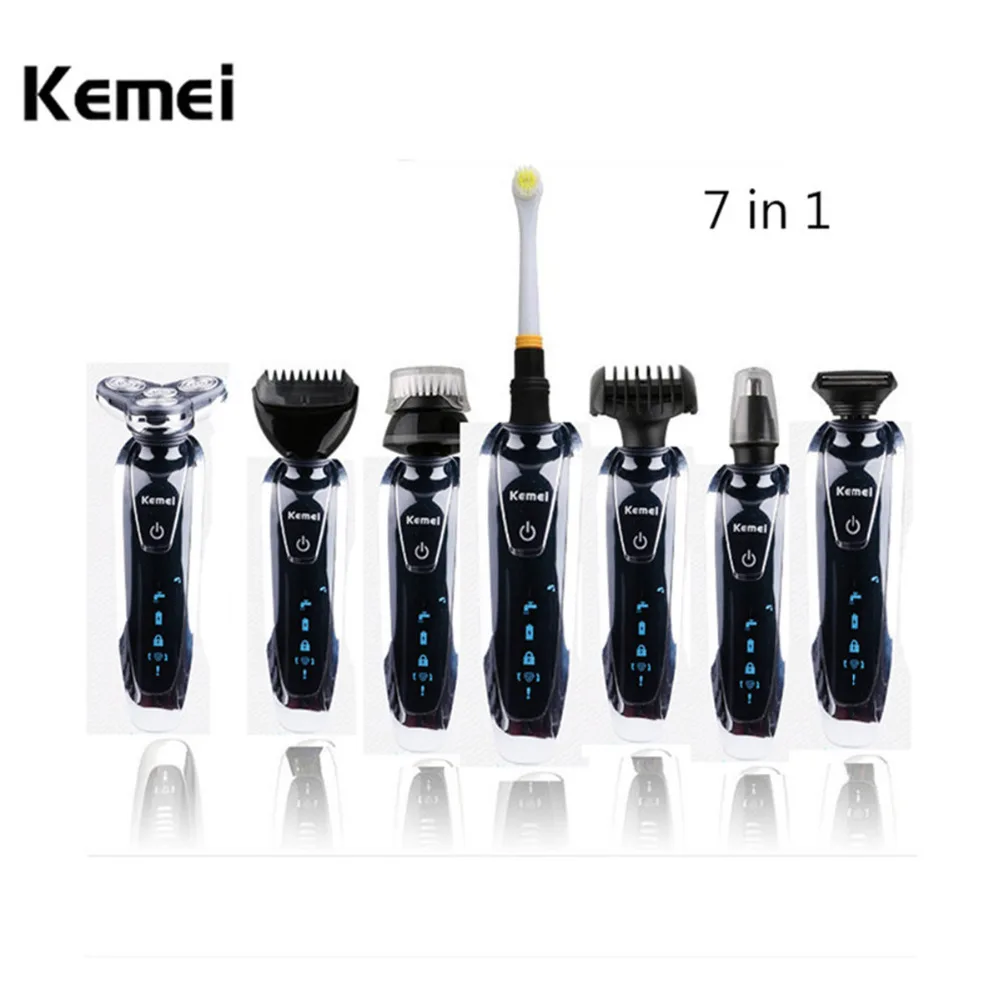 Kemei KM-8867 перезаряжаемая 3D 7 в 1 моющаяся электрическая бритва для мужчин триммер для бороды станок для бритья Barbeador