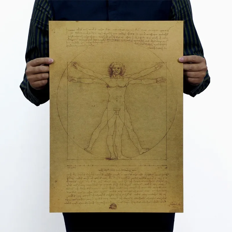 Leonardo Da Vinci рукопись витрувиан человек винтажная крафт-бумага фильм плакат школьный Декор Наклейки на стены Искусство DIY Ретро Декор принты