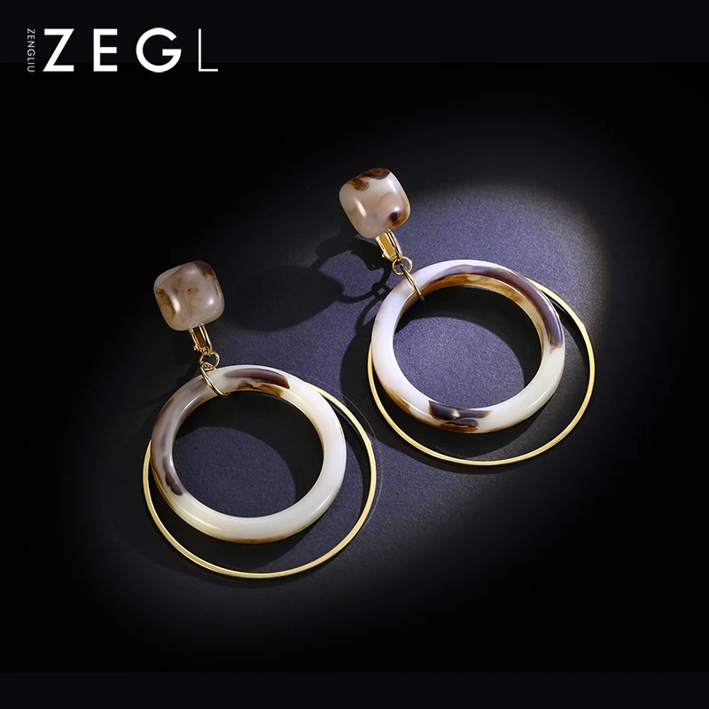 Женские сережки ZEGL круглые в стиле ретро виде спиральных ушей без пирсинга