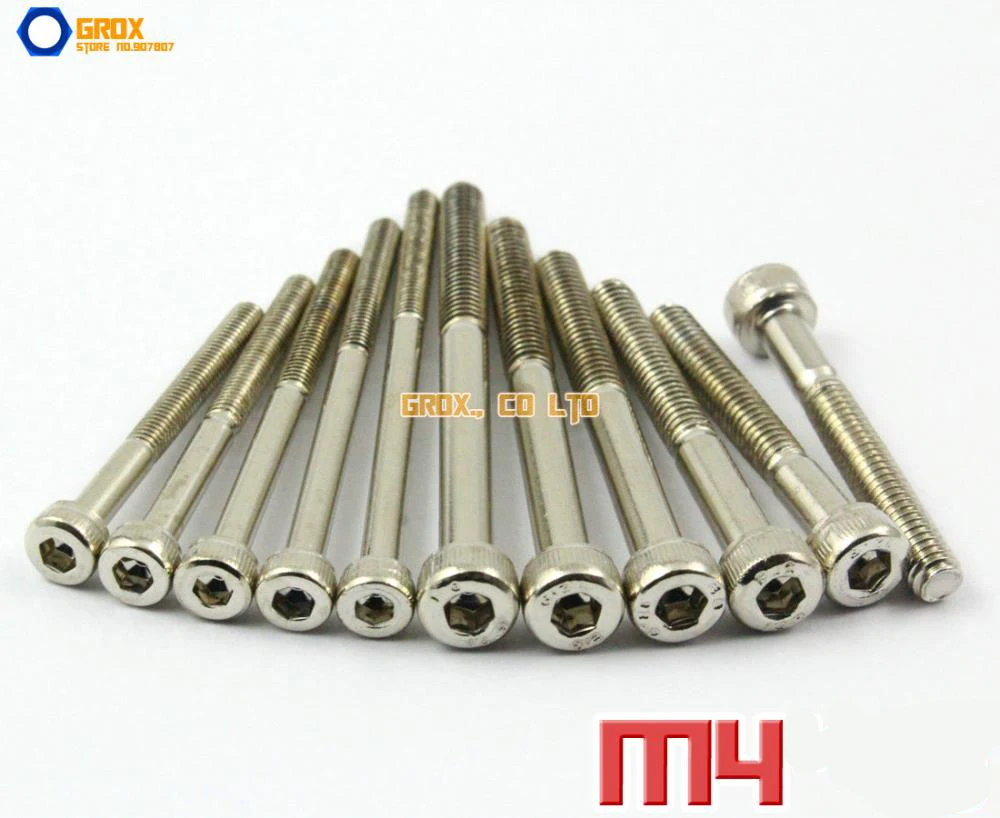 M4 полурезьбовой никелированный шестигранный болт с шестигранной головкой винт 12
