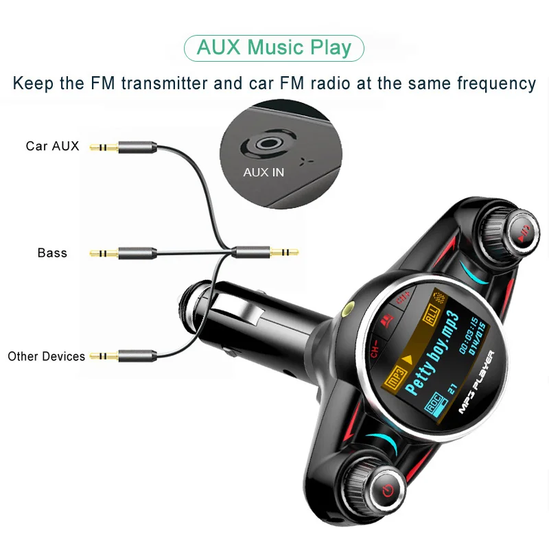 ACCNIC Power ON OFF Bluetooth 4 0 FM передатчик модулятор громкой связи автомобильный комплект TF