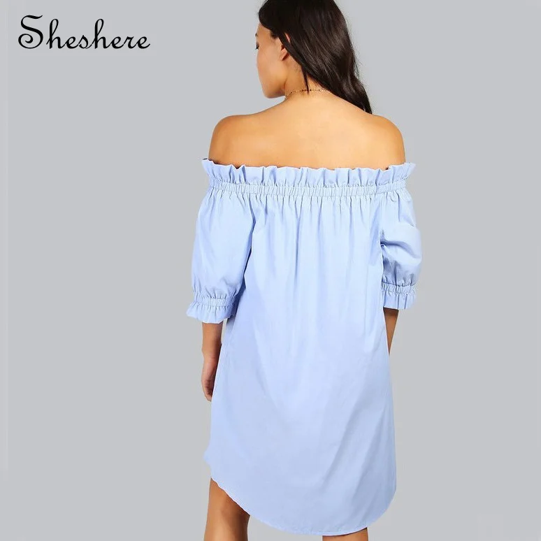 Sheshere женщины цветочная вышивка dress slash шеи с плеча оборками коротким рукавом